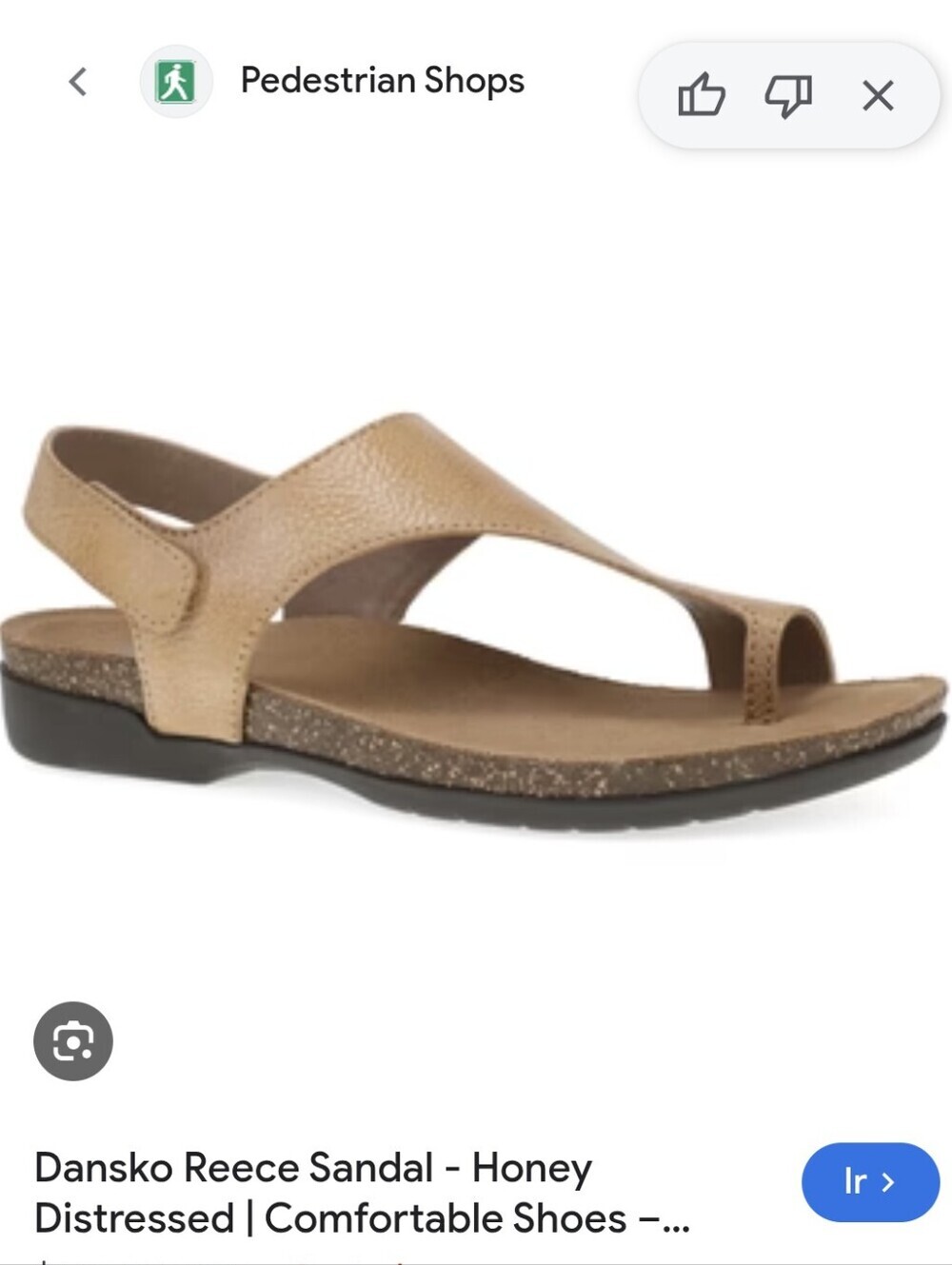 Dansko Honey Distressed Leather Toe-Loop Slingback Sandal
